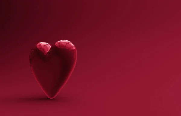 Grand coeur rouge sur fond rouge doux — Photo