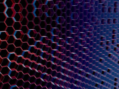 Kırmızı ve Mavi Soyut Altıgen Arka Plan