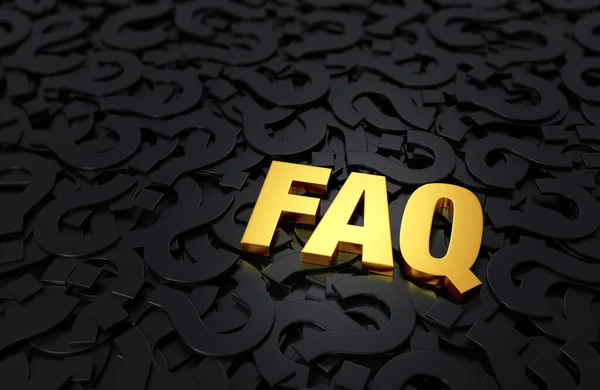 Illustration Brightly Shining Gold Faq Standing Out Sea Black Question — Stock Photo, Image