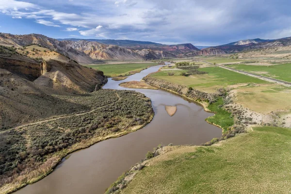 Valley Upper Colorado River Burns Colorado Aerial View Spring Scenery — Stock Photo, Image