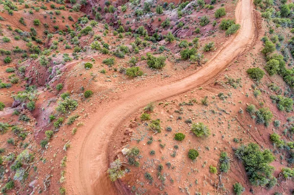 Vista Aérea Camino Desértico Área Moab Utah Onion Creek Road —  Fotos de Stock