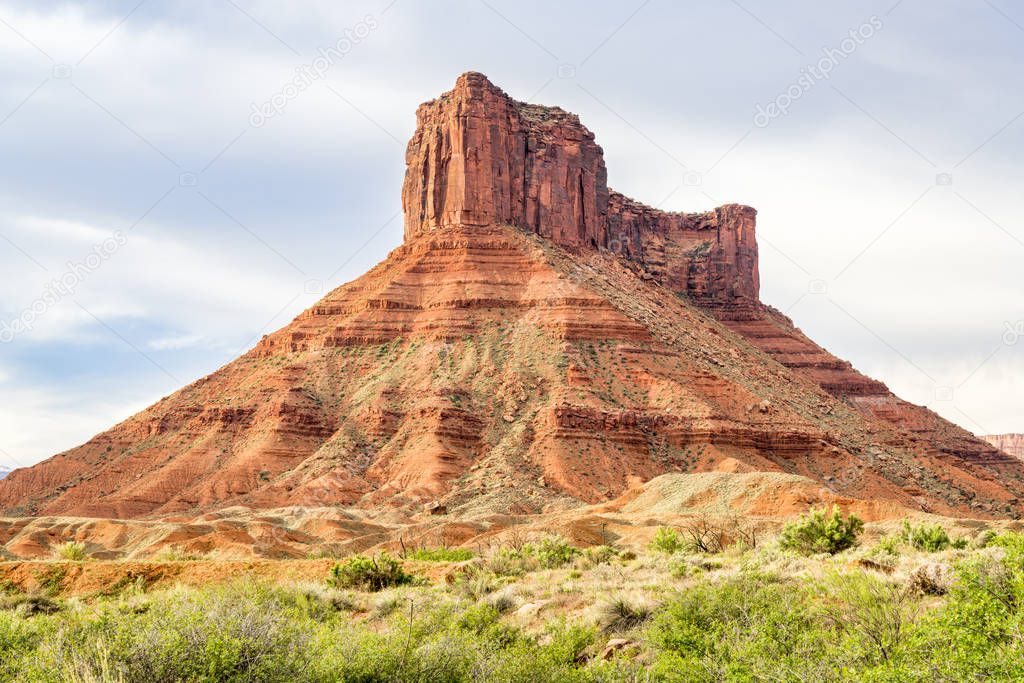 Sandstone butte in Castle Valley, Moab area, Utah