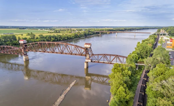 Historiska Järnväg Katy Bro Över Missouri Flod Boonville Med Upplyft — Stockfoto