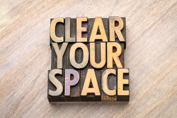 alanınızı - vintage Tipo ağaç türü kelime soyut temizlemek, kavram declutter