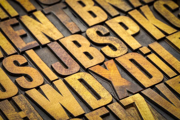 Background Random Vintage Letterpress Wood Type Printing Blocks Stained Color — Stock Photo, Image