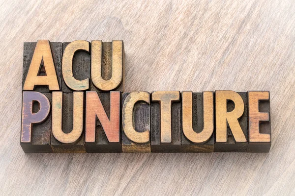 acupuncture - word abstract in vintage letterpress wood type