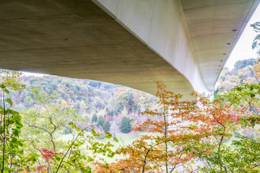 Çift kemer Köprüsü'nde Natchez izleme Parkway yakındaki Franklin, Tn, sonbahar sahne