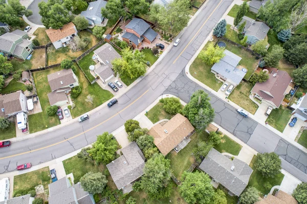 Fort Collins Usa Juli 2018 Luftaufnahme Eines Typischen Wohnviertels Entlang — Stockfoto