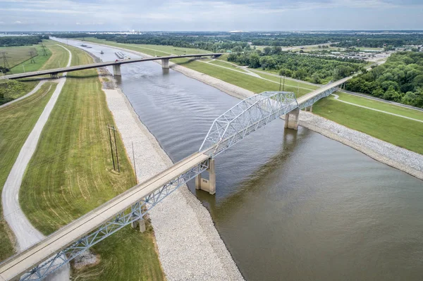 Puentes Sobre Cadena Rocas Canal Del Río Mississippi Sobre San —  Fotos de Stock