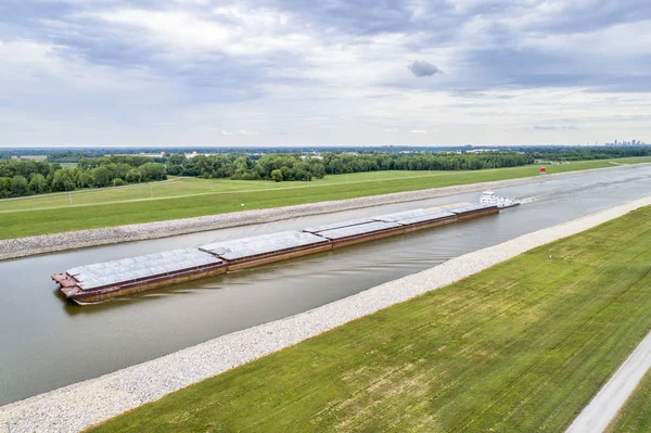 Mavna Üzerinde Zinciri Kayalar Canal Mississippi Nehri Yukarıda Louis Havadan — Stok fotoğraf