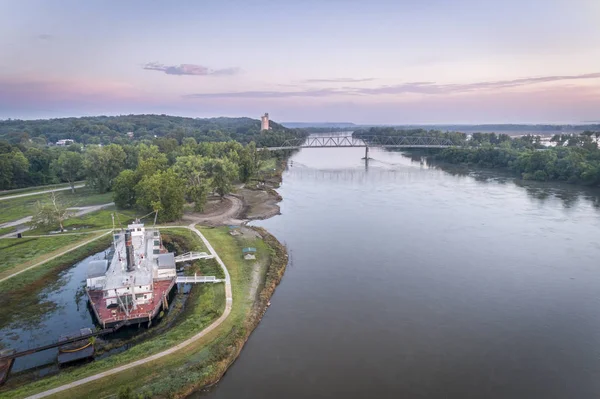 Gryning Över Missouri River Brownville Nebraska — Stockfoto