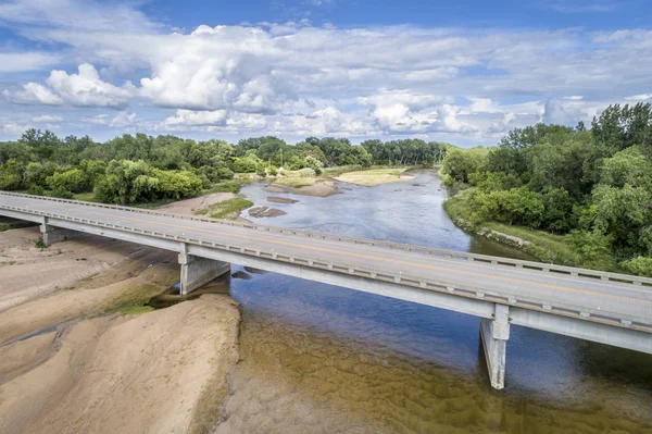 Brady Nebraska Sığ Örgülü Platte Nehri Havadan Görünümü Yaz Manzarası — Stok fotoğraf