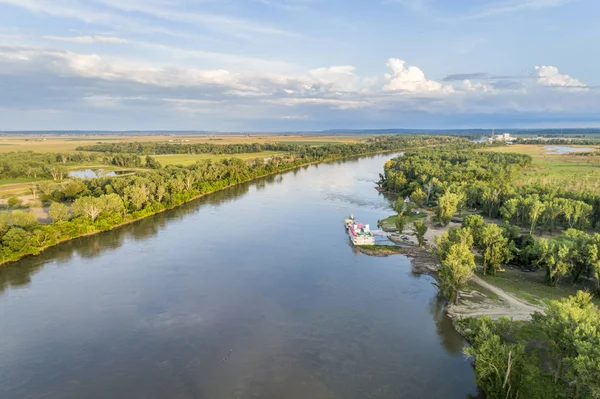 Aerial View Missouri River Downstream Brownville Nebraska — Stock Photo, Image