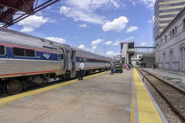 Kansas City Eua Julho 2018 Amtrak Train Missouri River Runne — Fotografia de Stock