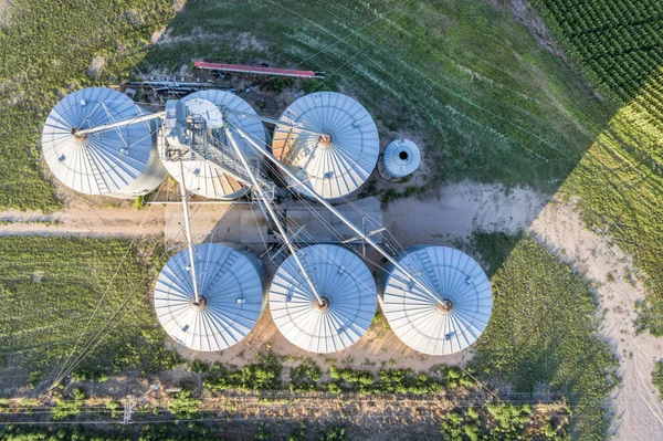 Kukuřice Zrno Výtah Východní Colorado Letecký Pohled — Stock fotografie