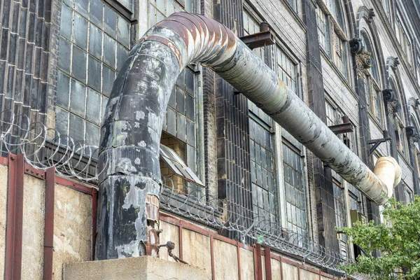 Průmyslová Abstrakt Zeď Staré Budovy Elektrárny — Stock fotografie