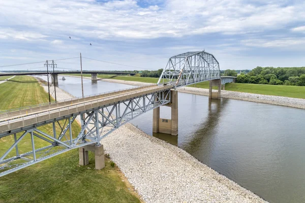 Puentes Través Cadena Rocas Canal Mississippi Río Sobre Louis Vista — Foto de Stock