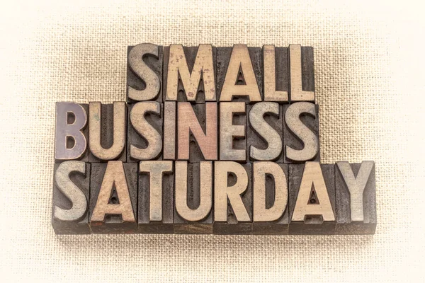 Small Business Saturday Word Abstract Texto Tipografía Vintage Tipo Madera — Foto de Stock