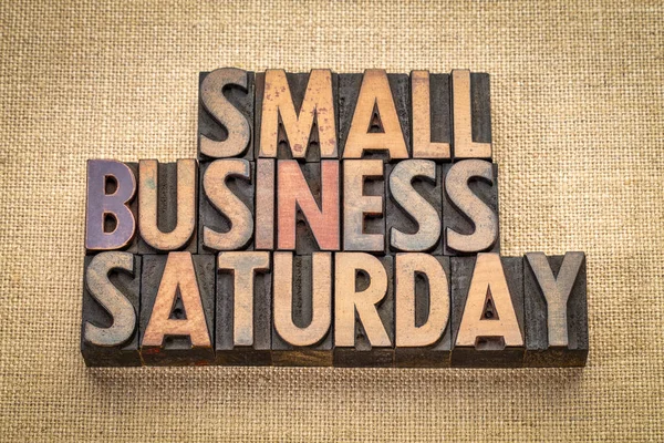 Small Business Saturday Word Abstract Texto Tipografía Vintage Tipo Madera — Foto de Stock