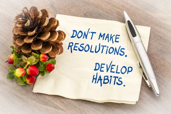 Make Resolutions Develop Habits Handwriting Napkin Season Decoration — Stock Photo, Image