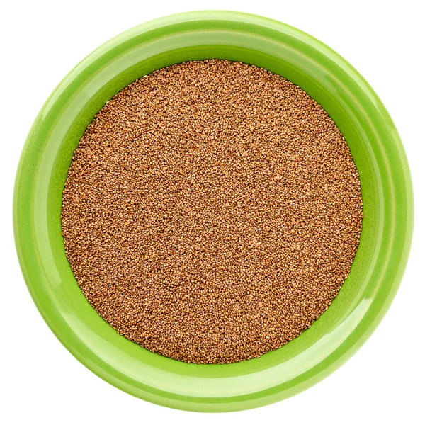 Gluten Free Brown Teff Grain Ceramic Bowl Isolated White — Stock Photo, Image