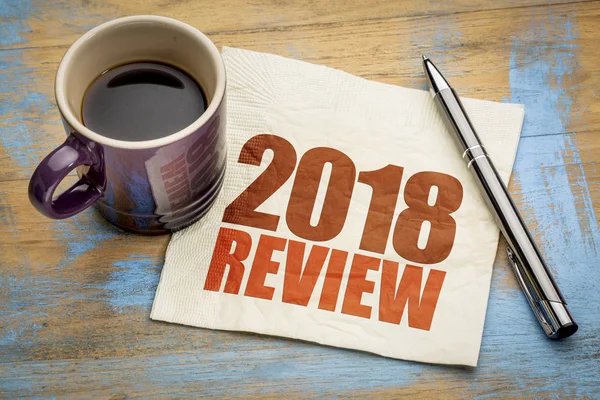 2018 Review Text Napkin Cup Coffee — Stock Photo, Image