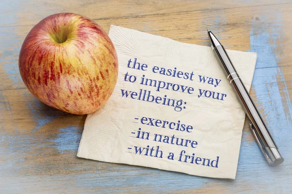 Advice Improving Your Wellbeing Exercise Nature Fiend Handwriting Napkin Fresh — Stock Photo, Image