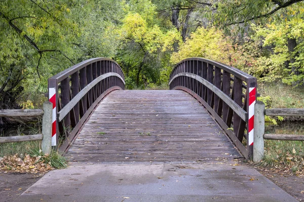 Passerelle Sur Une Rivière Dans Paysage Automne Cache Mla Mpoudre — Photo