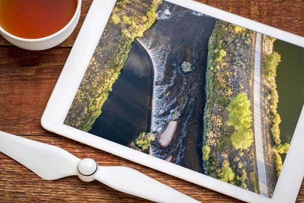 Diga Deviazione Dell Acqua Sul Fiume South Platte Pista Ciclabile — Foto Stock