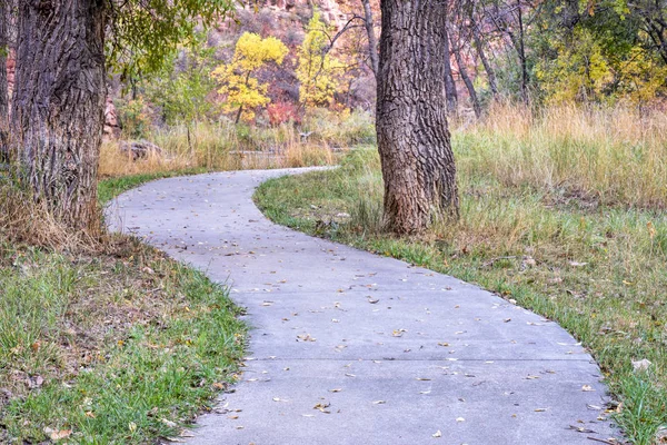 Meandering Path Paved Trail Woods Fall Scenery — Stock Photo, Image