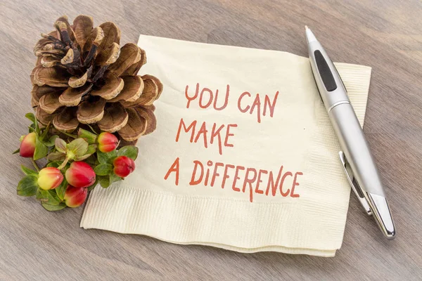 You Can Make Difference Reminder Handwriting Napkin — Stock Photo, Image