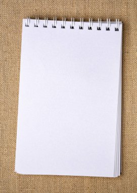 çuval bezi tuval arka plan boş sarmal sketchbook