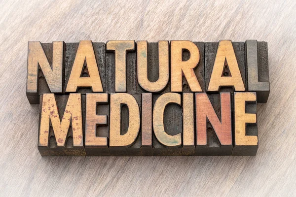 Natural Medicine Kata Abstrak Dalam Blok Pencetakan Huruf Vintage Tipe — Stok Foto
