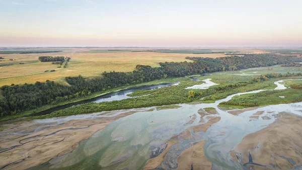 Letecká Fotografie Pohled Nižší Niobrara Řeka Sandhills Nebrasce — Stock fotografie