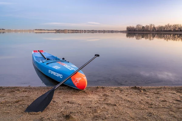 Loveland Usa November 1918 Dusk Lake Paddling Racing Stand Paddleboard — Stock Photo, Image