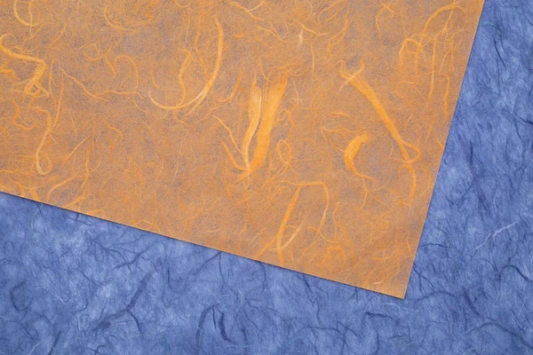 Achtergrond Van Amber Blauw Getextureerde Handgemaakte Mulberry Papier — Stockfoto