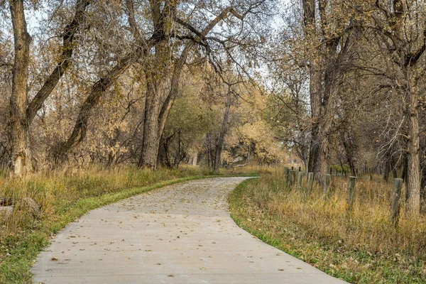 Pista Ciclabile Nel Tardo Autunno Scenario Lungo Fiume Poudre Nel — Foto Stock