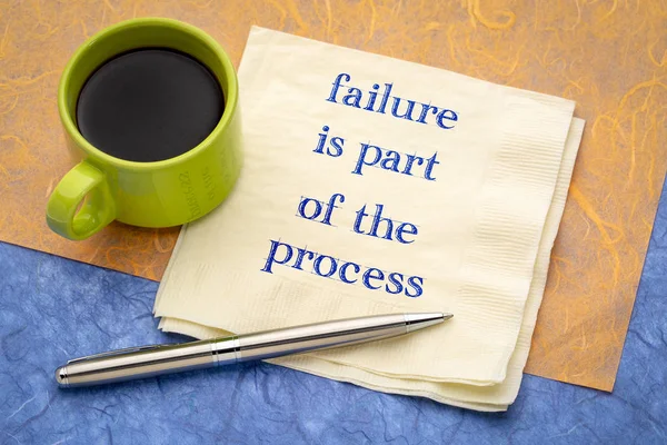 Failure Part Process Handwriting Napkin Cup Coffee — Stock Photo, Image