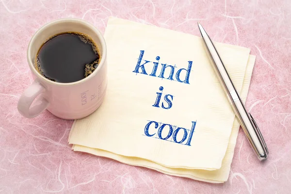 Kind Cool Note Handwriting Napkin Cup Espresso Coffee — Stock Photo, Image