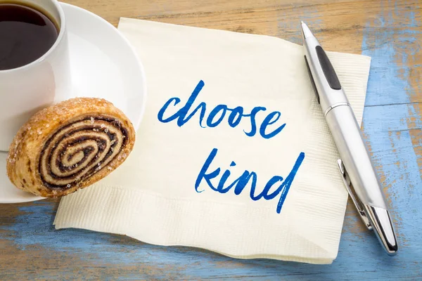 Choose Kind Inspirational Handwriting Napkin Cup Coffee — Stock Photo, Image