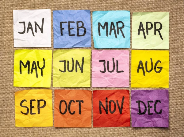 Kalender Catatan Lengket Akronim Bulan — Stok Foto