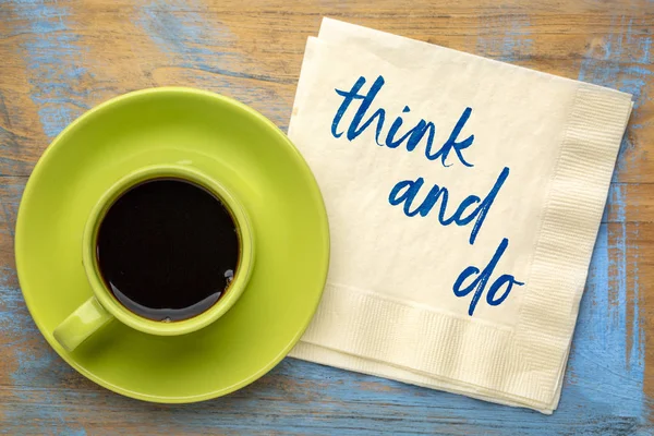 Think Concept Inspirational Handwriting Napkin Cup Coffee — Stock Photo, Image