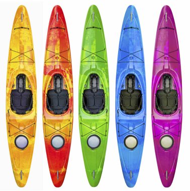 Beyaz, farklı boyama sürümlerinde izole bir crossover kayık (whitewater ve nehir çalıştıran) en iyi görünümünü