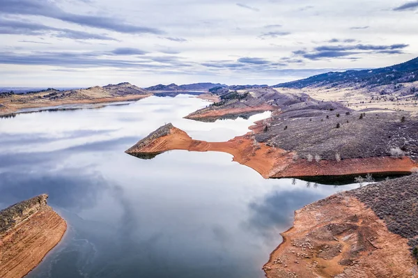 Embalse Montaña Norte Colorado Con Bajo Nivel Agua Invierno — Foto de Stock