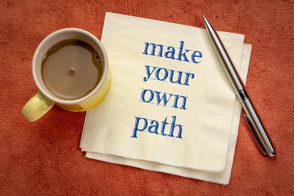 Make Your Own Path Handwriting Napkin Cup Coffee — стоковое фото