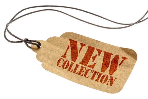 New Collection Sign Paper Price Tag Twine Isolated White — Stock Photo, Image