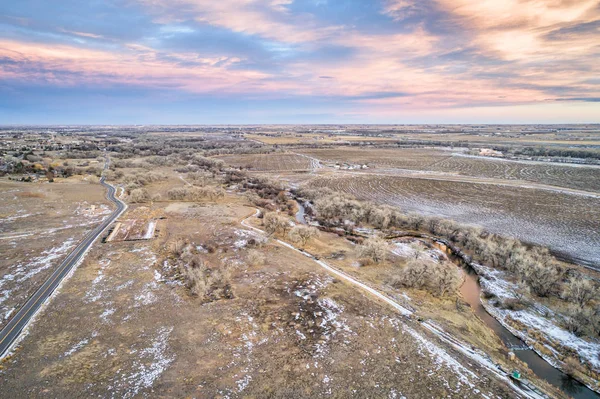 Big Thompson South Platte Rivers Rural Eastern Colorado Aerial View — Stock Photo, Image