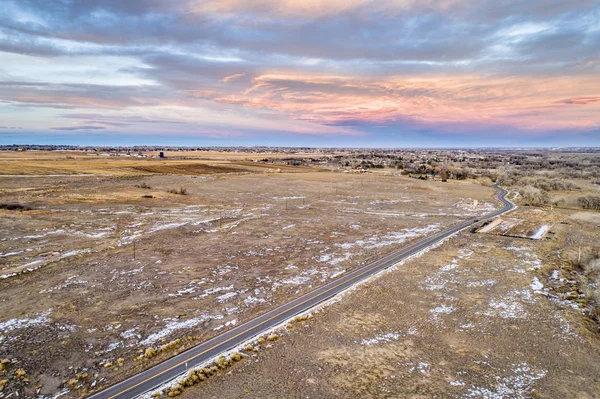 Ländliche Colorado Landschaft Der Nähe Von Greeley Winterlandschaft Luftaufnahme — Stockfoto