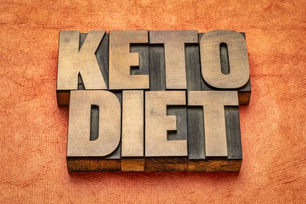 Keto Diet Ordet Abstrakt Vintage Boktryck Träslag Mot Texturerat Papper — Stockfoto