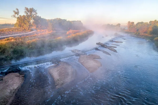 Ochtendmist South Platte Rivier Onder Denver Het Noorden Van Colorado — Stockfoto